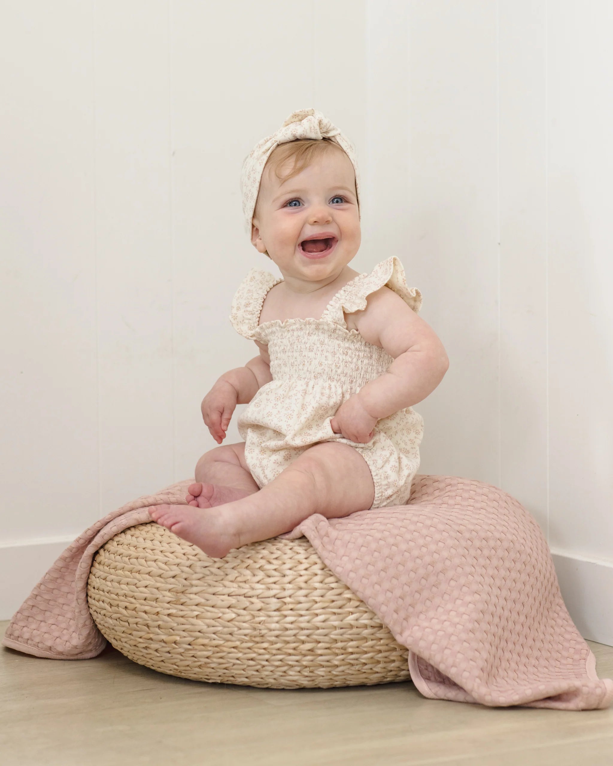 Quincy Mae Smocked Ruffle Sleeve Romper || Ditsy