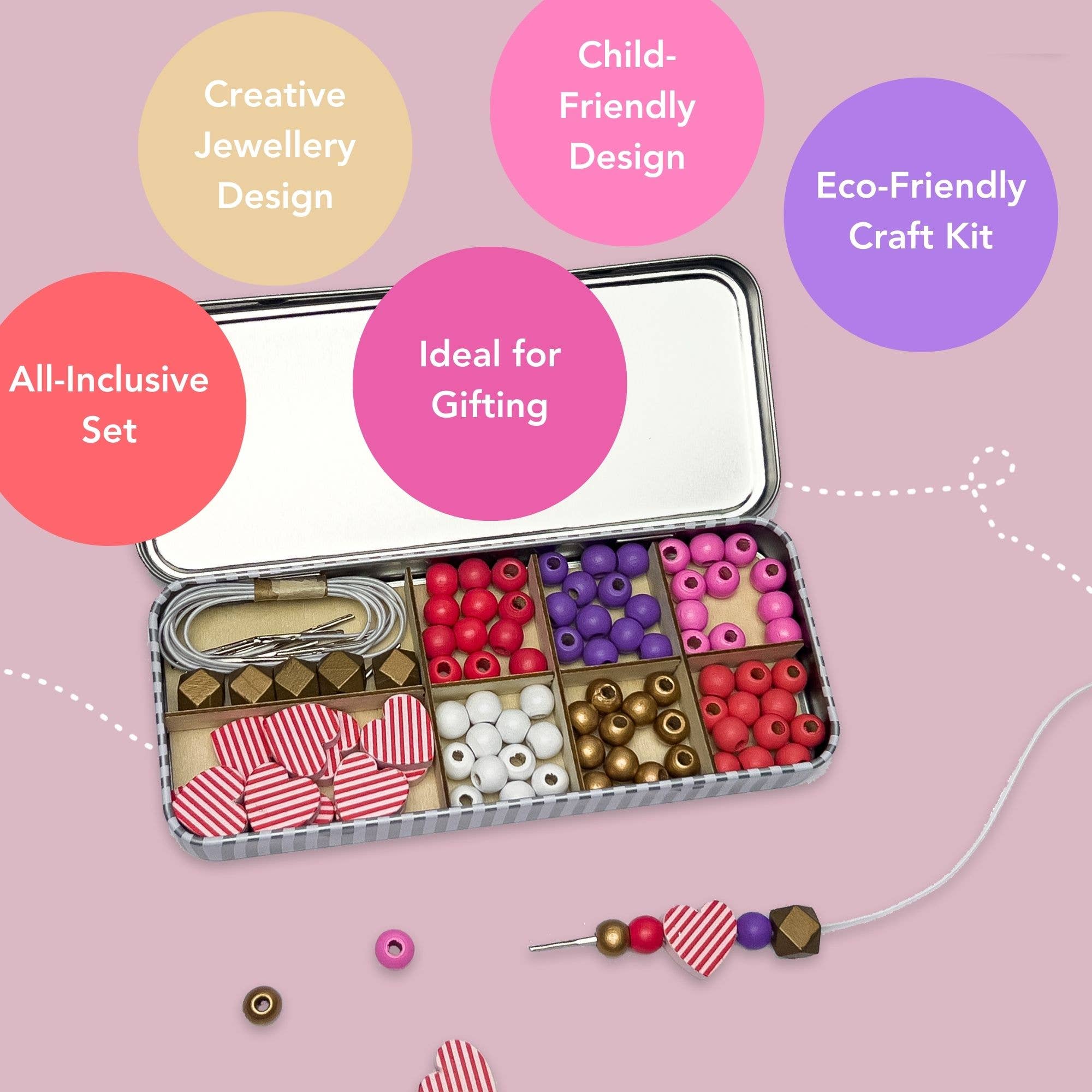 Love & Hearts Bracelet Bead Kit - Makes 5 Bracelets