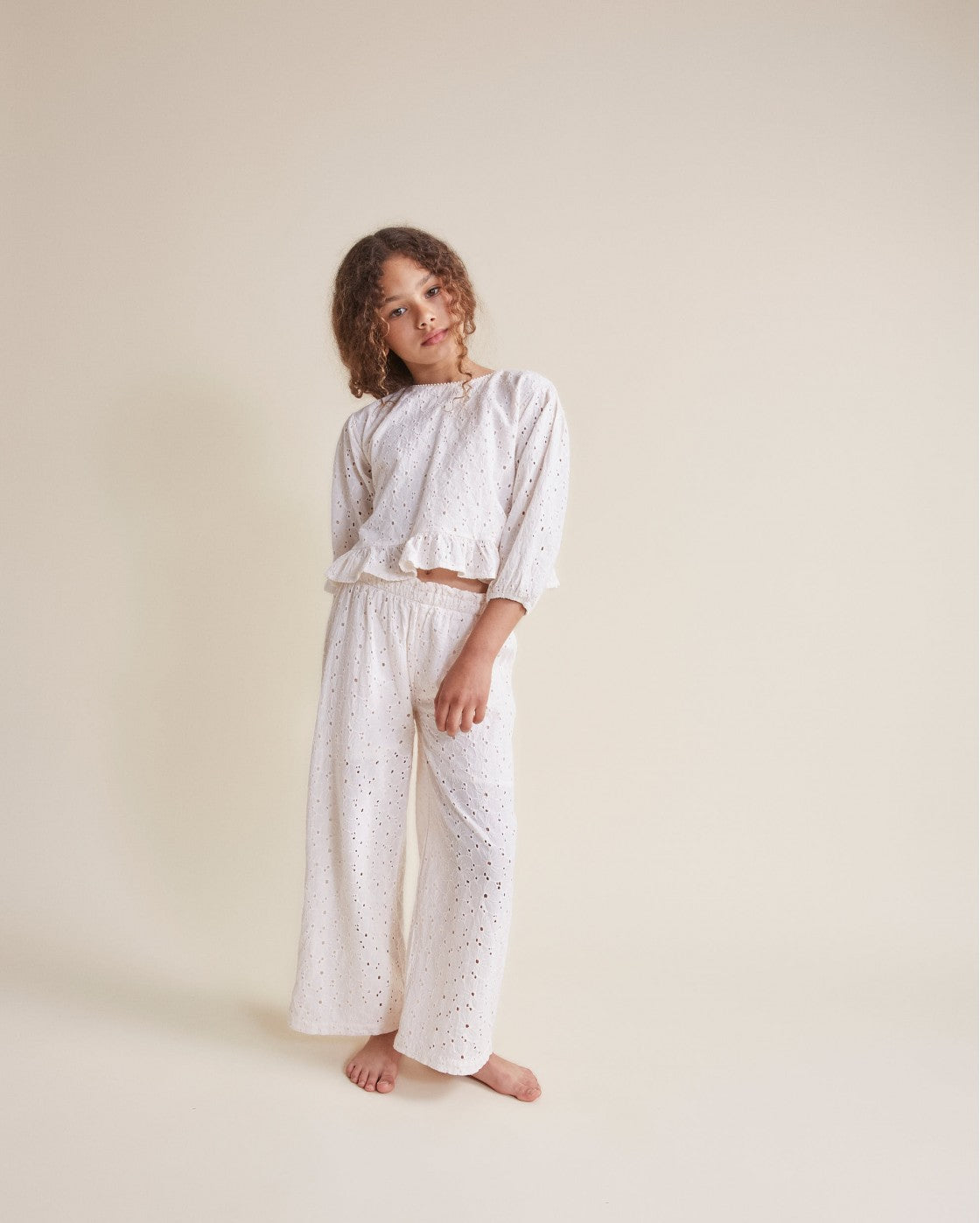Embroidered Blouse + Pant Set || Peach Pink