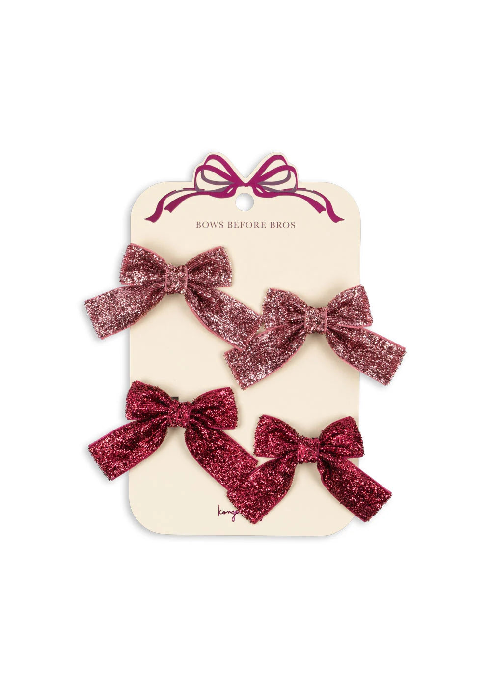 Konges Sløjd 4 Pack Glitter Bow Hair Clips || Pink