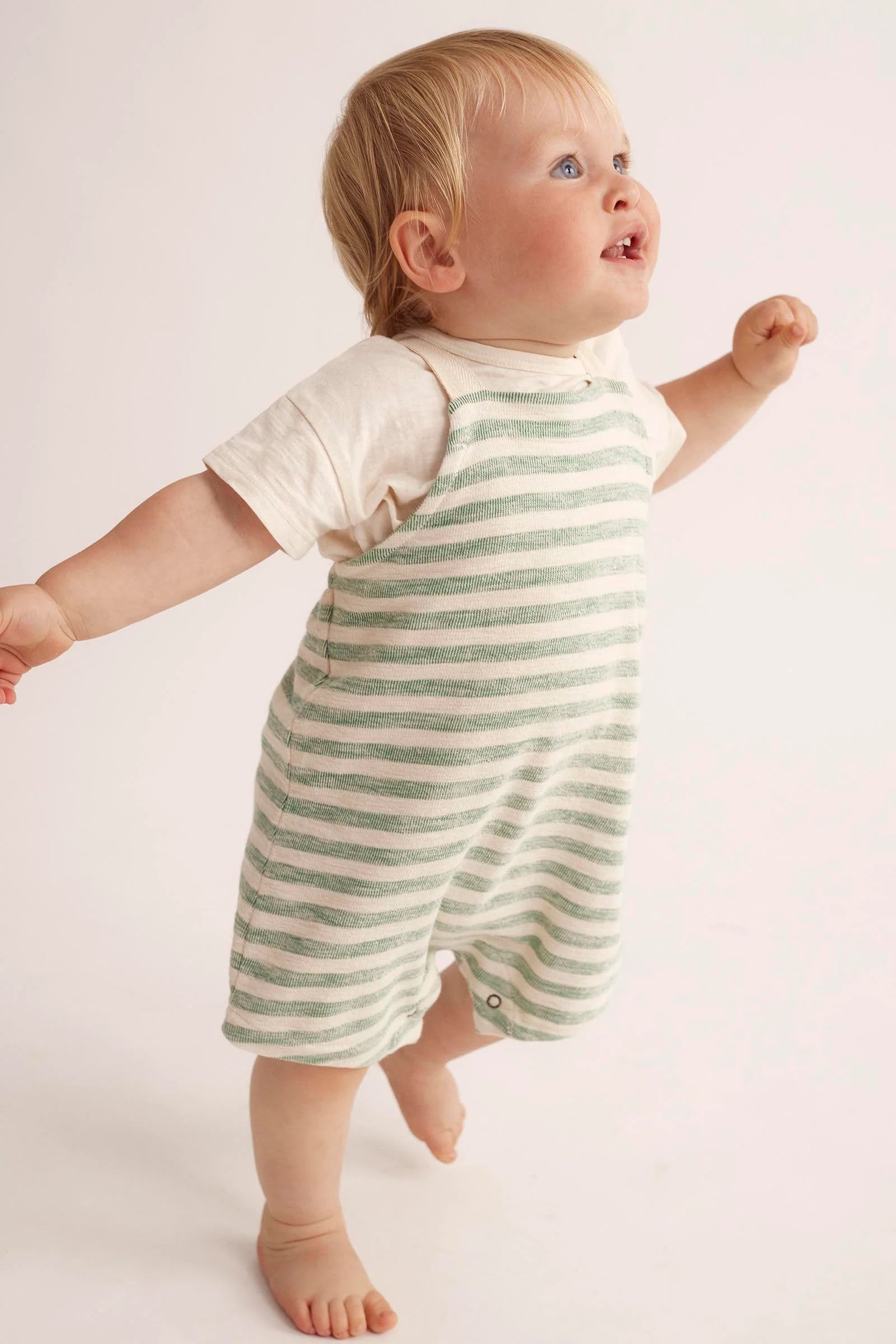 Organic Striped Baby Overalls
