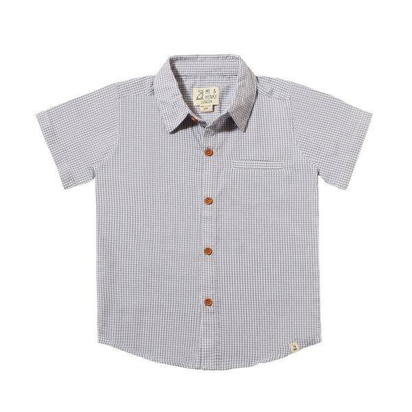 Grey Micro Plaid Woven Shirt