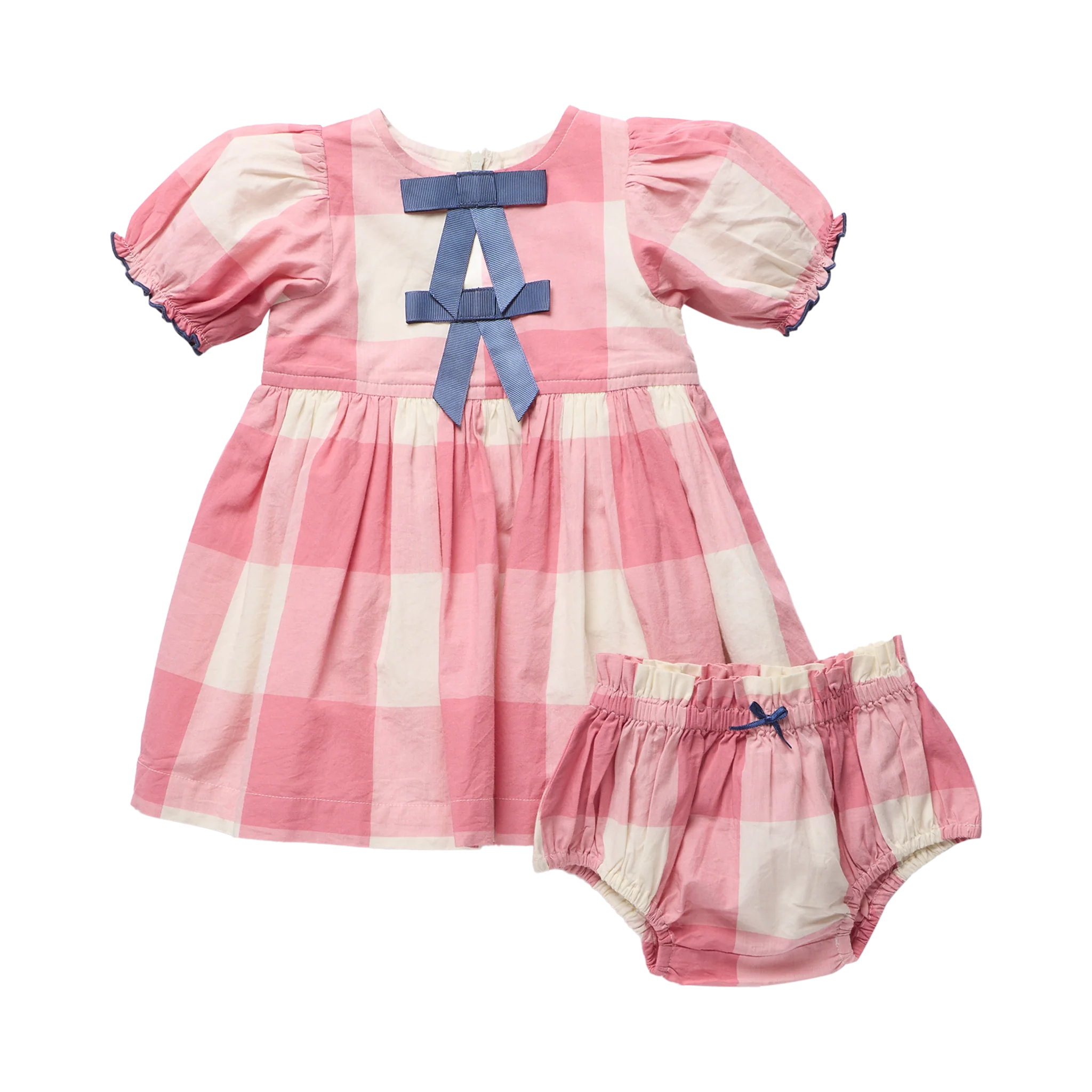 Pink Chicken Baby Girls Hermione Dress Set || Pink Checks