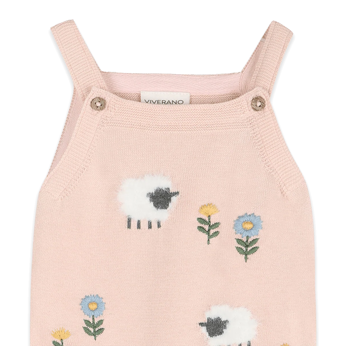 Viverano Organic Cotton Knit Baby Overall Set || Lamb Cozy