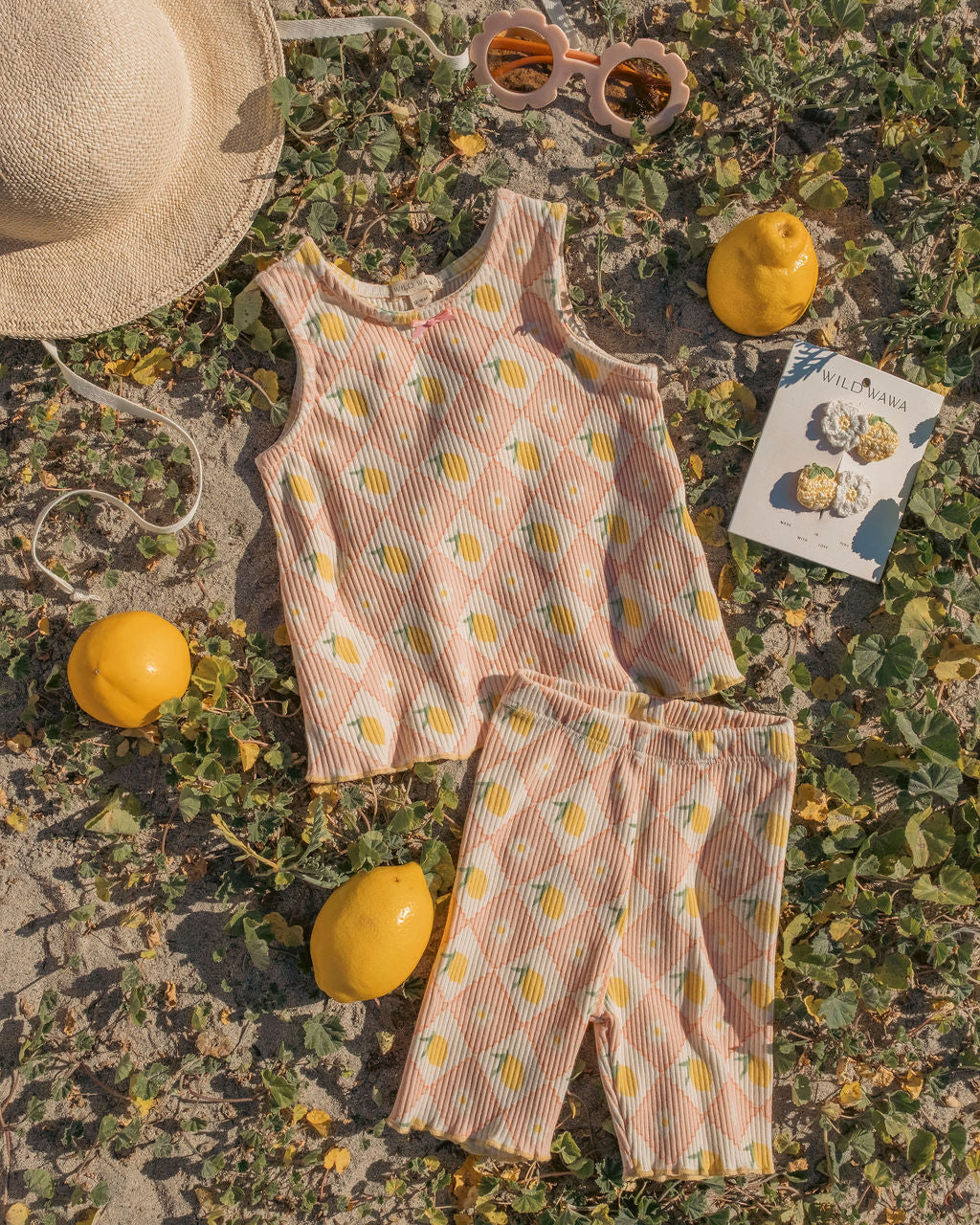 Wild Wawa Sleeveless Biker Set in Lemon Twist