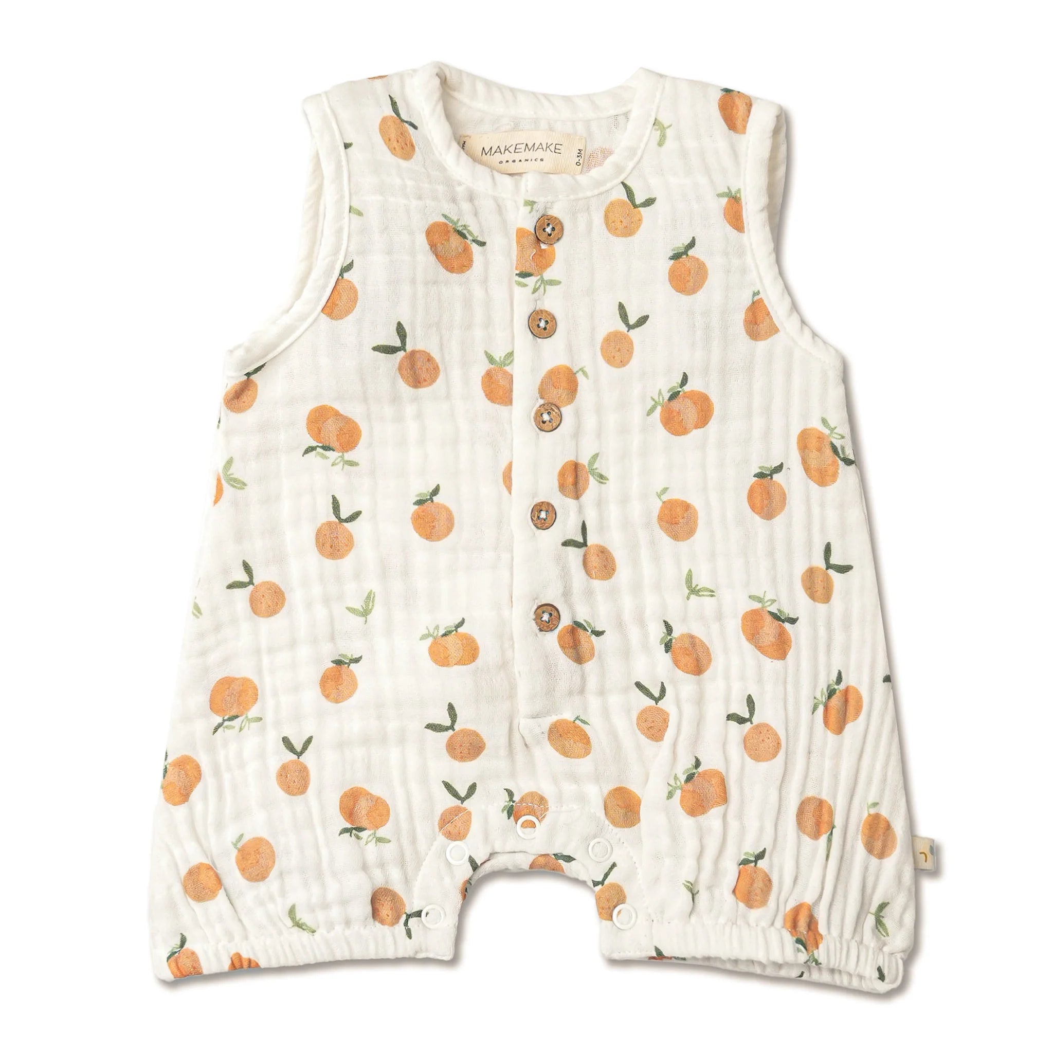 Organic Sleeveless Bubble Romper || Mandarin