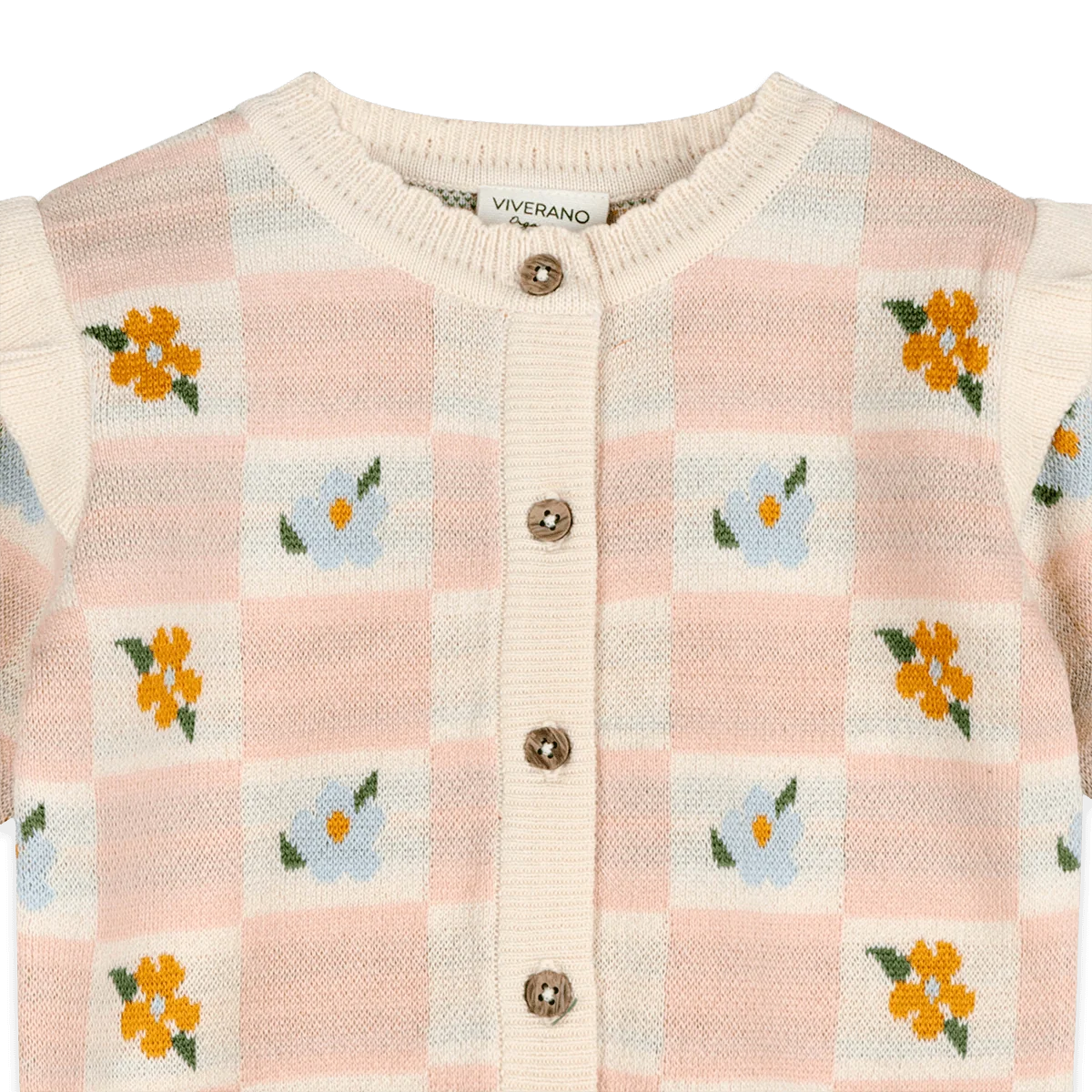 Viverano Organic Cotton Mia Bouquet Jacquard Knit Baby Cardigan