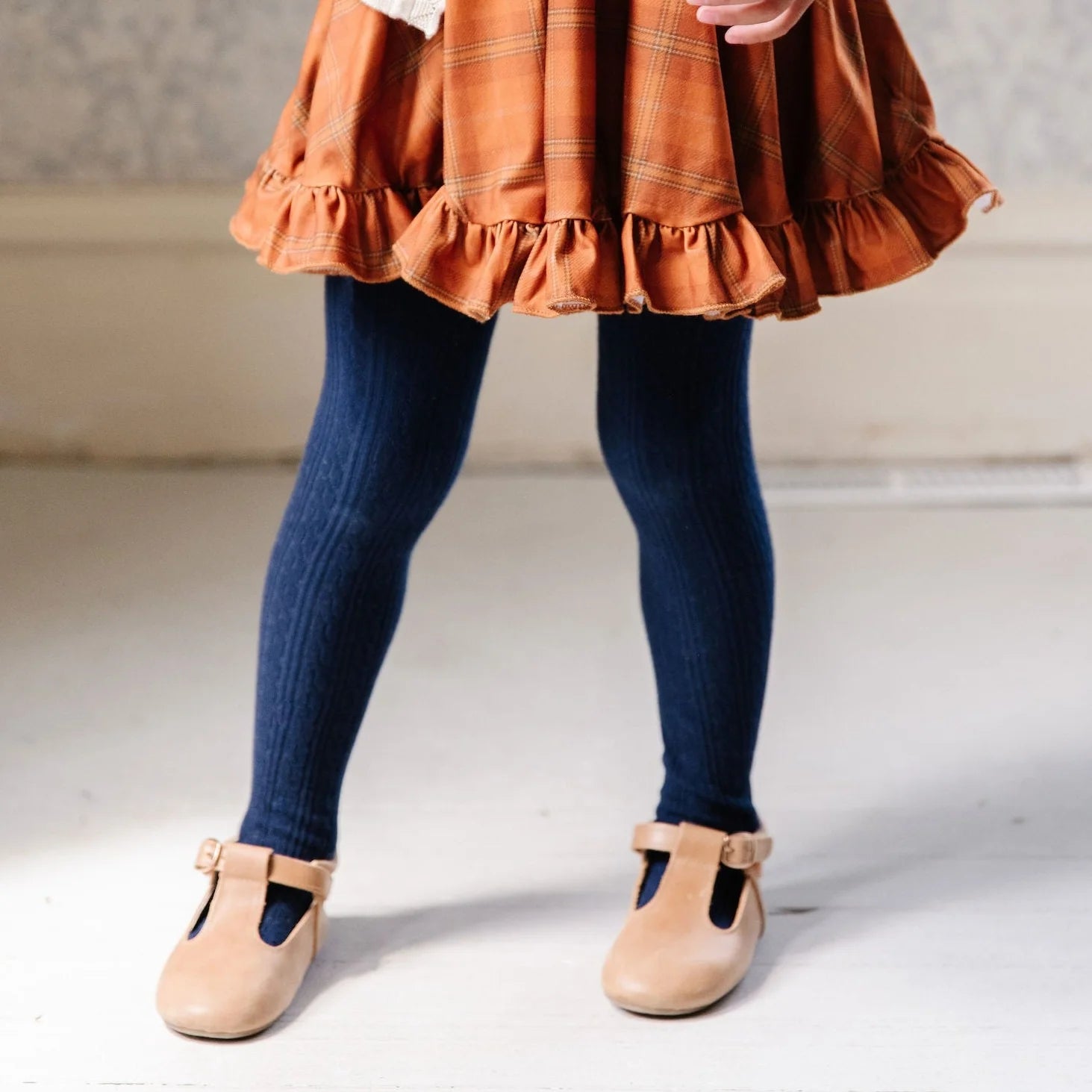 CABLE KNIT TIGHTS NAVY
