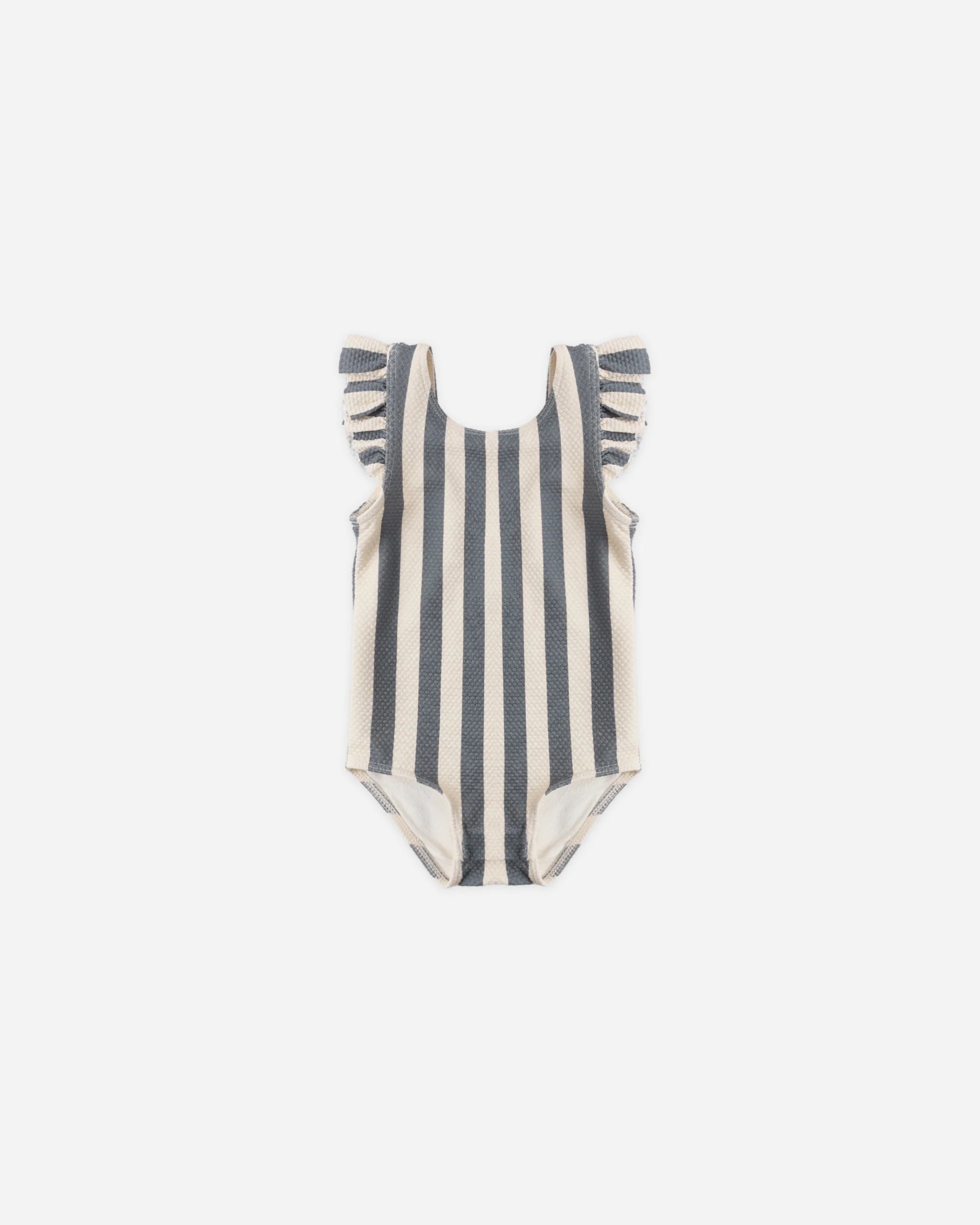 Quincy Mae Scoop Back One-Piece Swimsuit || Retro Ocean Stripe