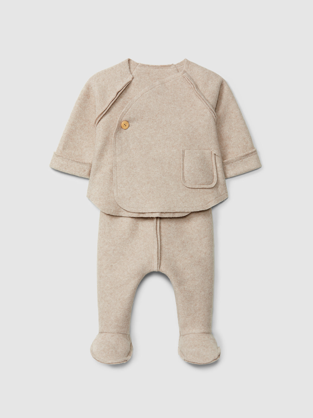 Snug Two-piece Set in Organic Cotton Fleece || Beige