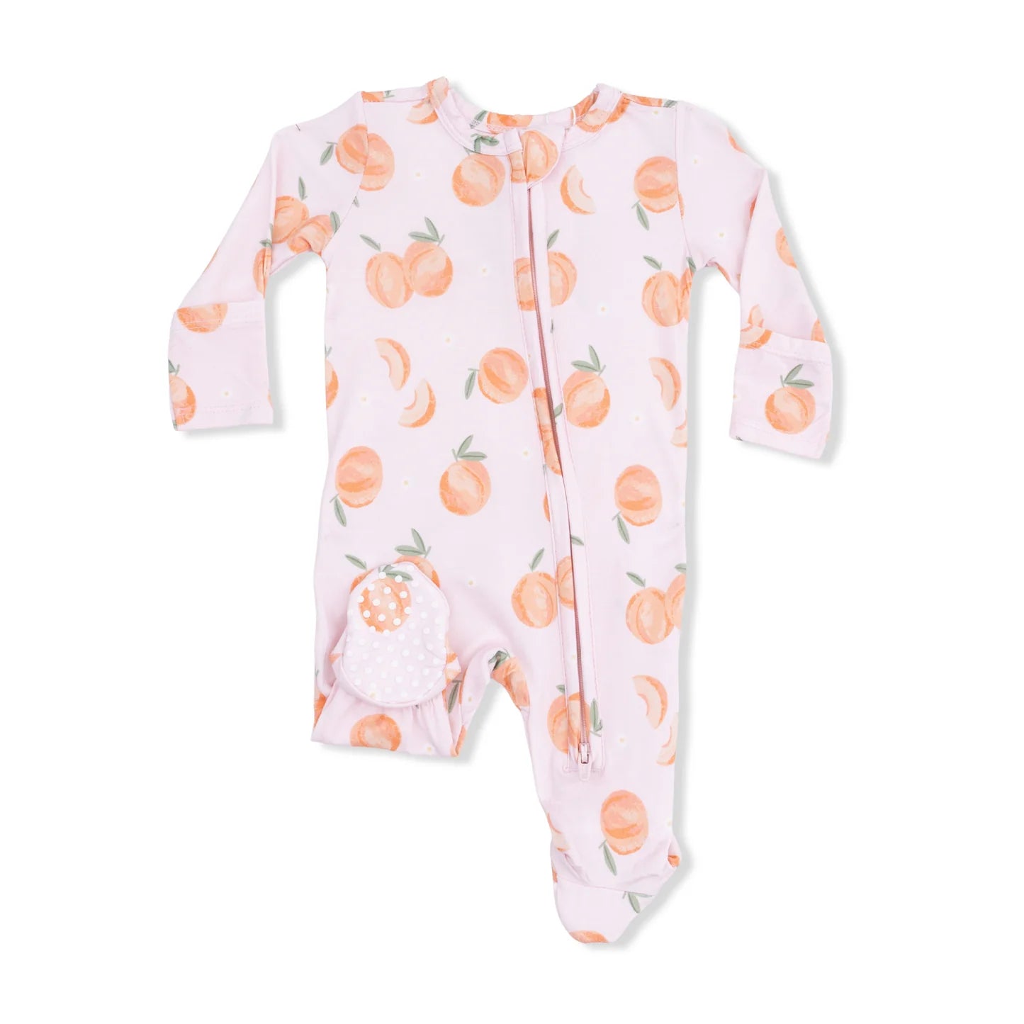 2 Way Ruffle Back Zipper Footie || Sweet Peach