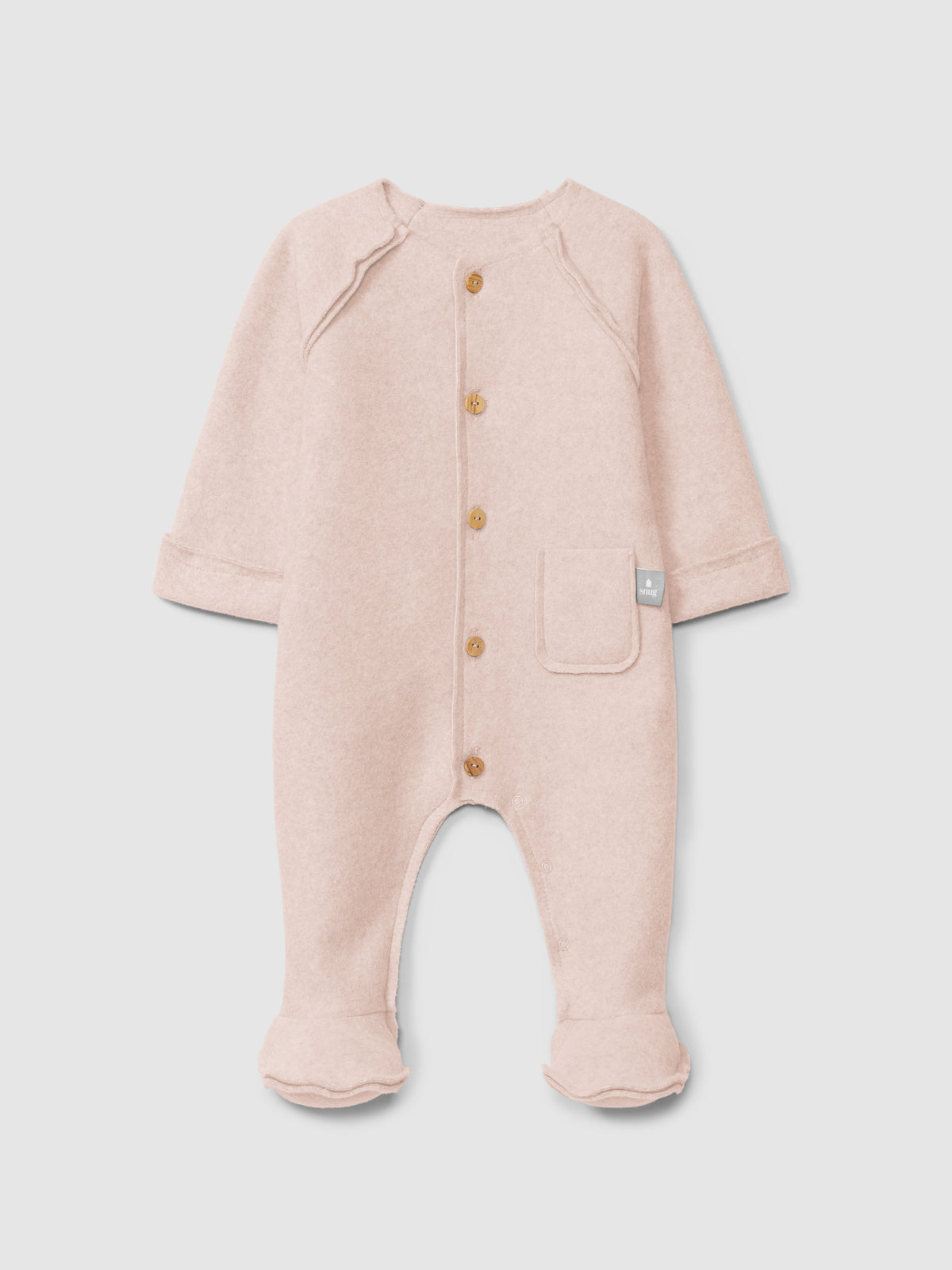 Snug Organic Cotton Fleece Booties with Button || Pink