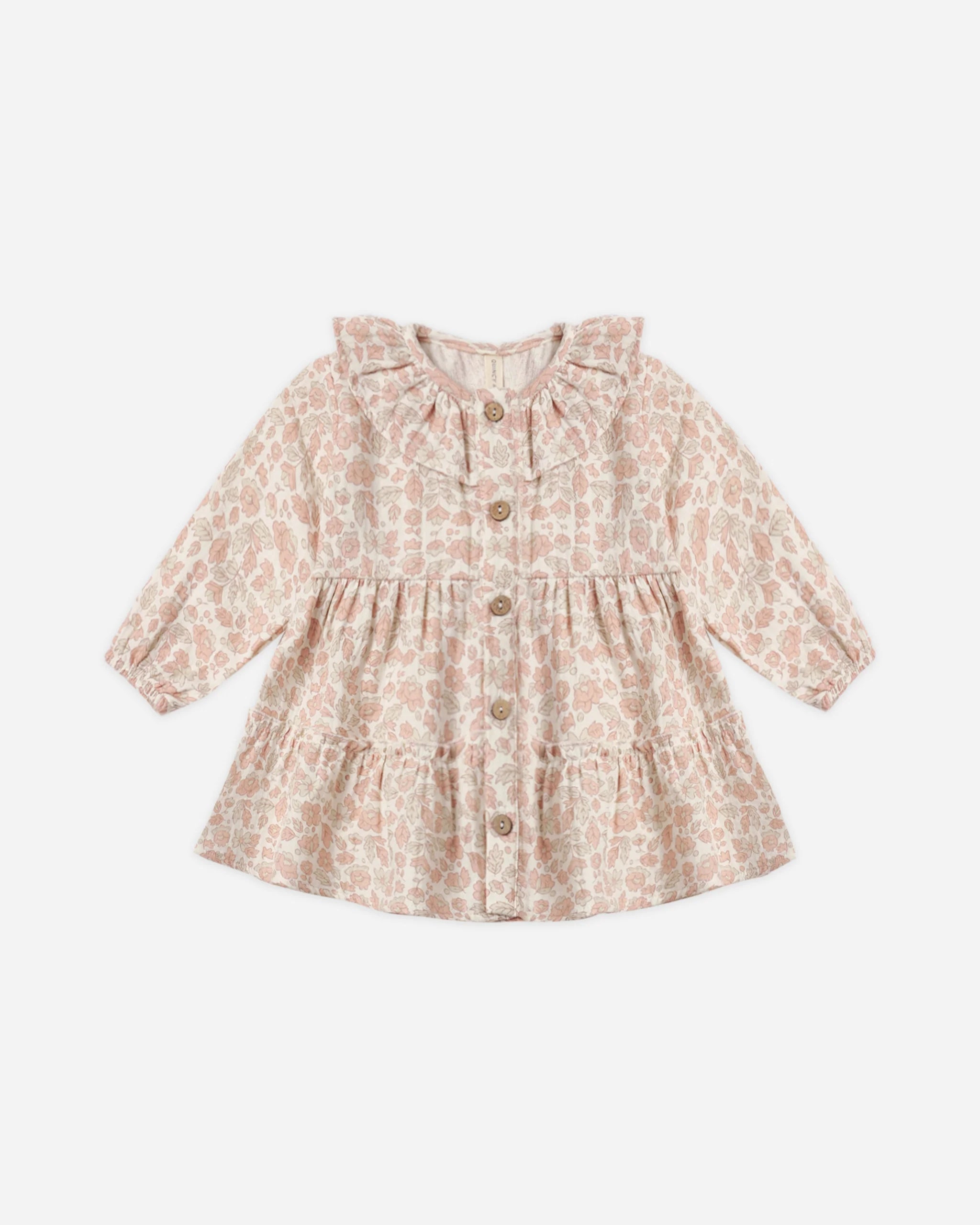 Quincy Mae Ruffle Collar Button Dress || Pink Blossom