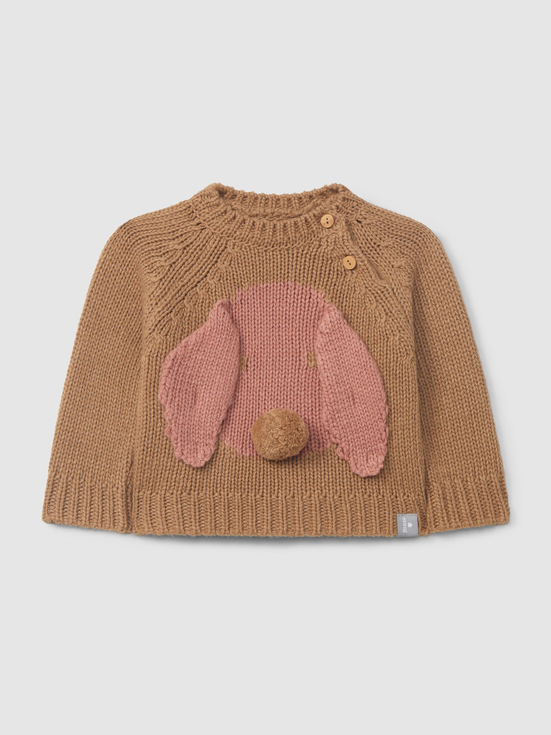 Snug Knitted Jumper Jacquard Dog with Embossed Details || Dark Pink
