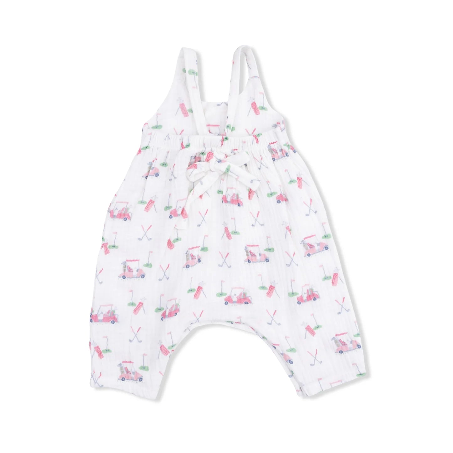 Tie Back Romper || Baby Golf Carts Pink