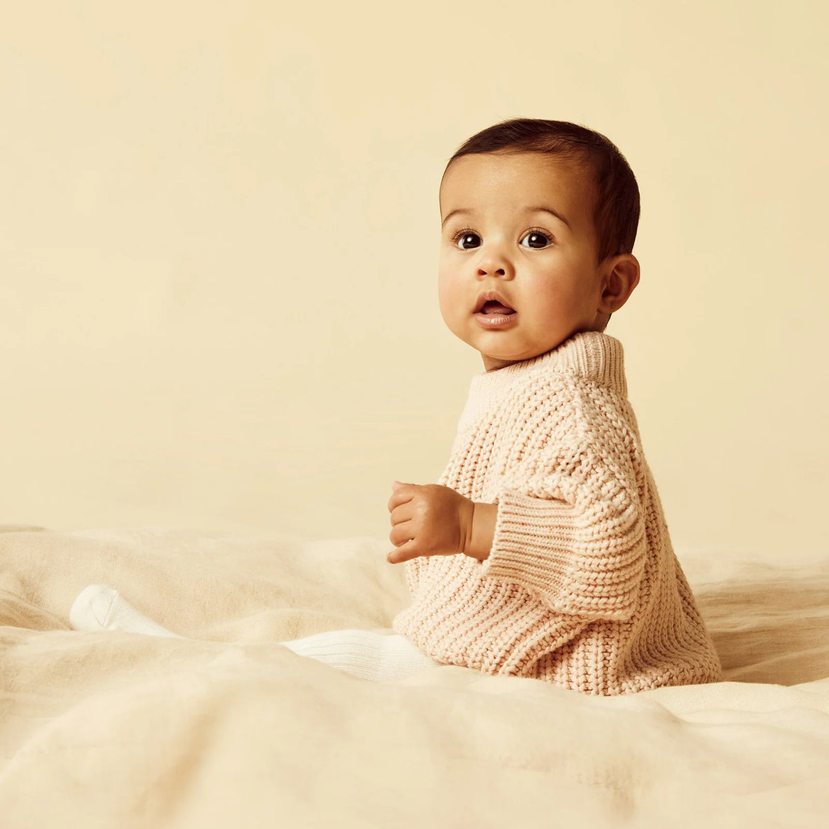 Fairy Floss Organic Knitted Sweater, Knit Leggings with Feet, & Bear Hat