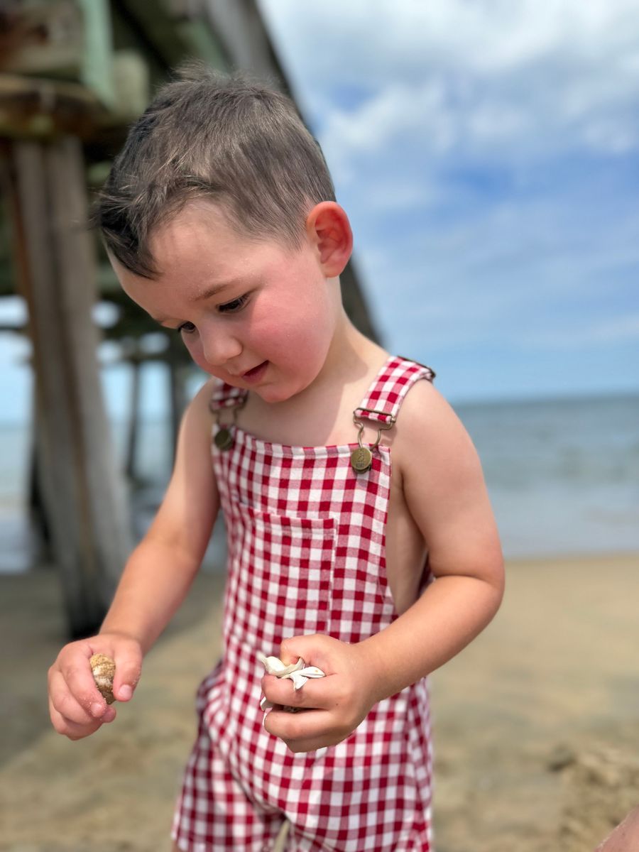 Galleon Red Plaid Woven Overalls