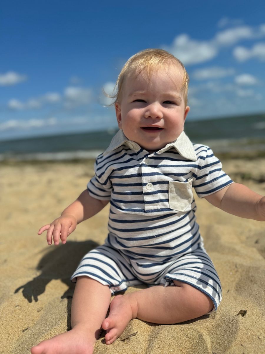 Saltash Polo Romper || Blue and White