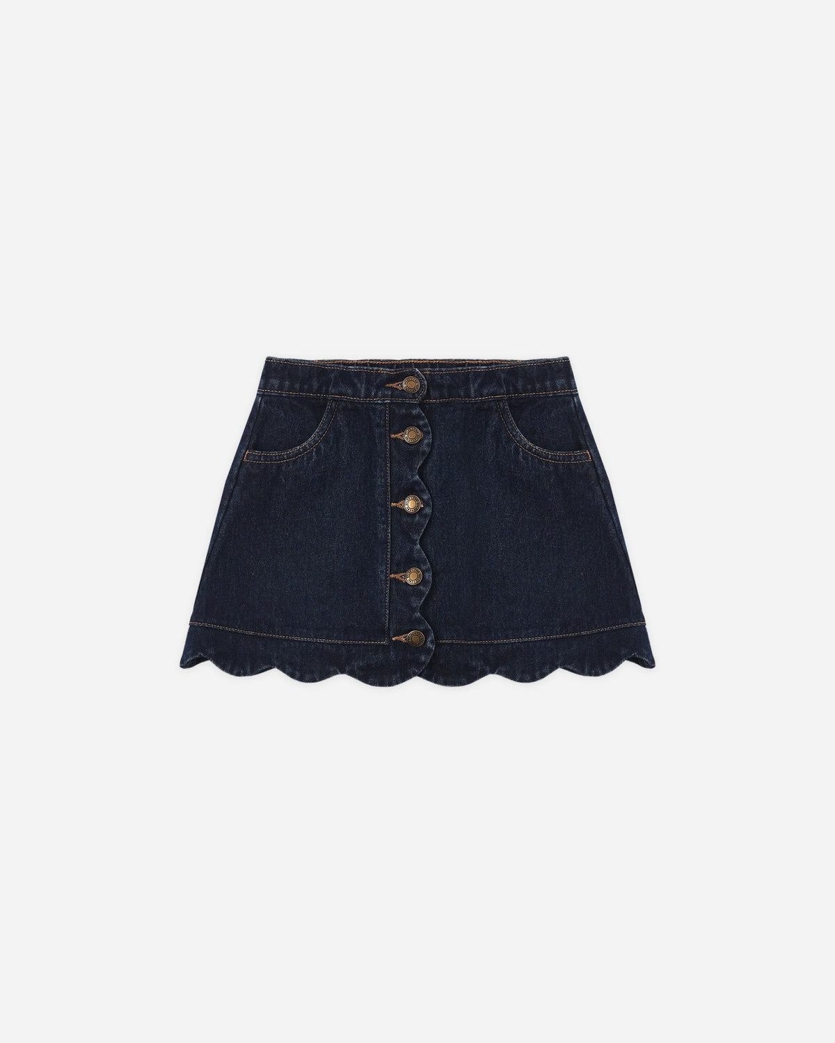 Rylee + Cru Scallop Mini Skirt || Dark Indigo