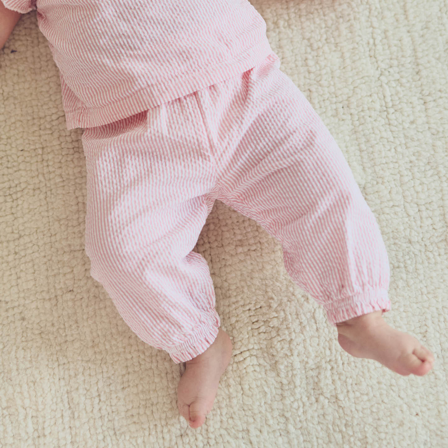 Musli Seersucker Pink Stripe Frill Top and Pant Set
