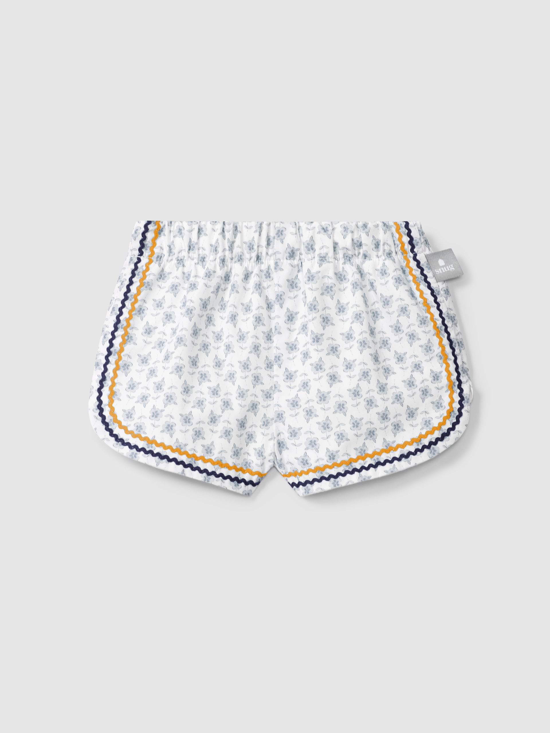 Snug Floral Pull-Up Shorts with Rickrack Detail