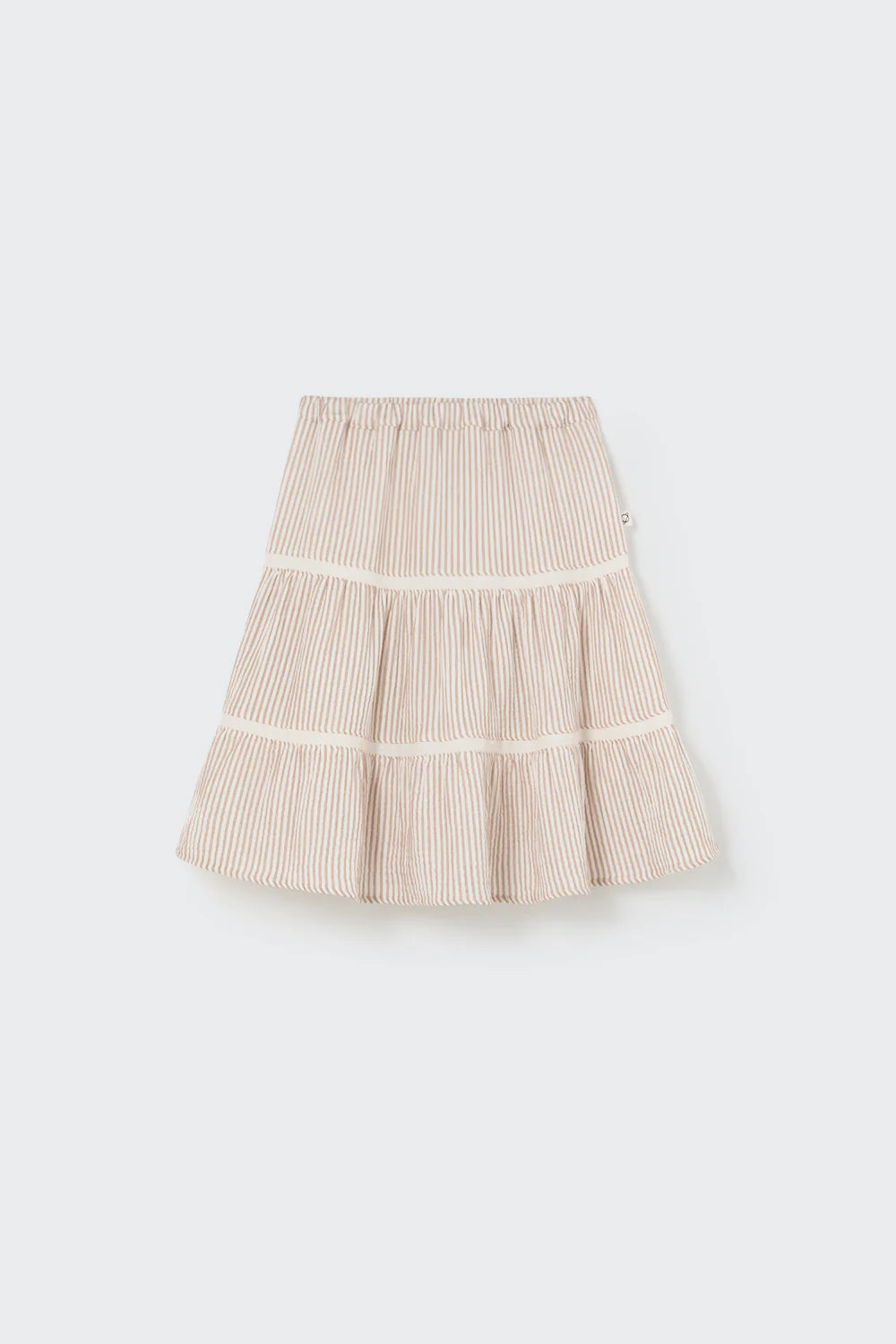 Striped Gauze Skirt and T-shirt Set || Coffee