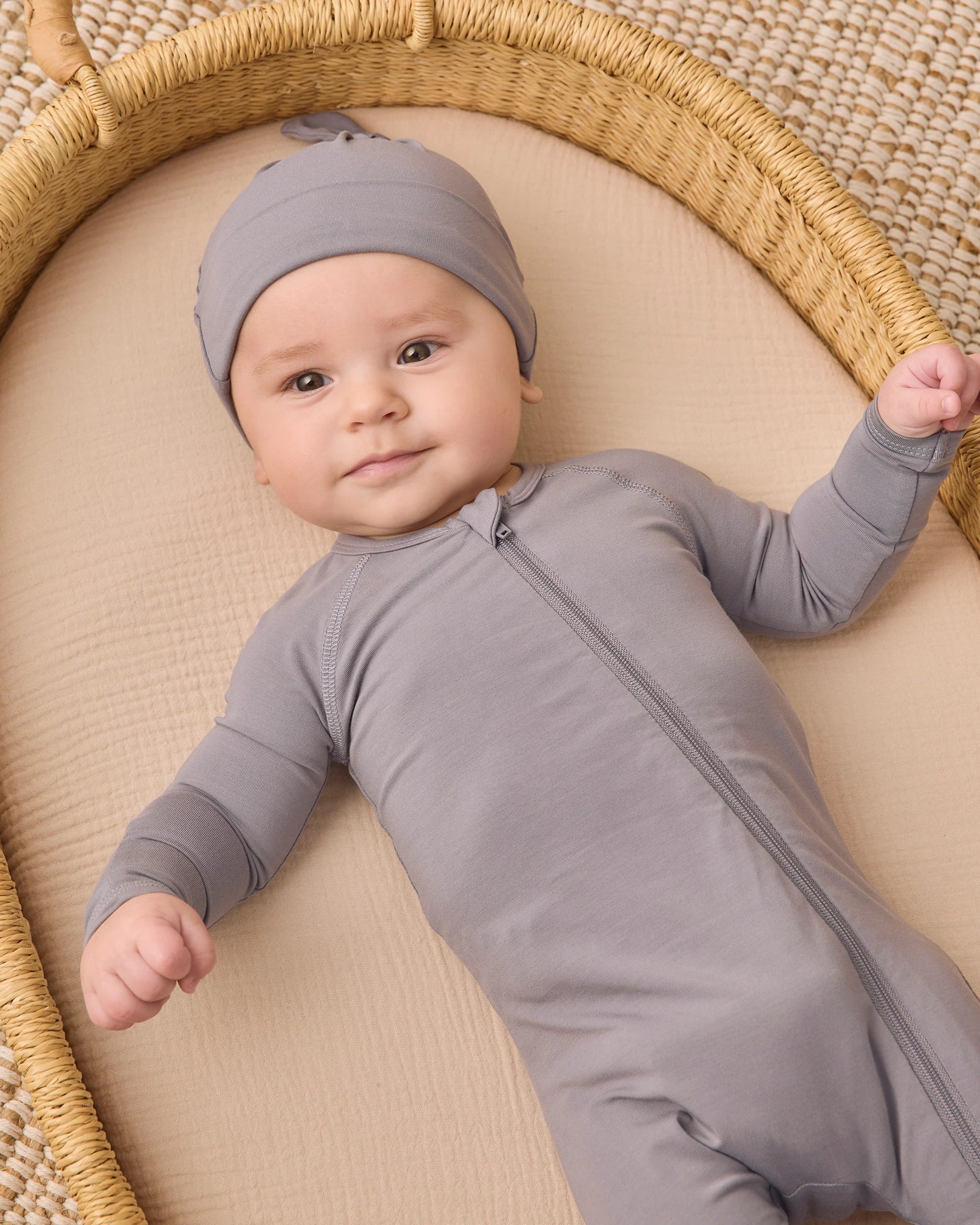 Quincy Mae Bamboo Zip Footie || Slate