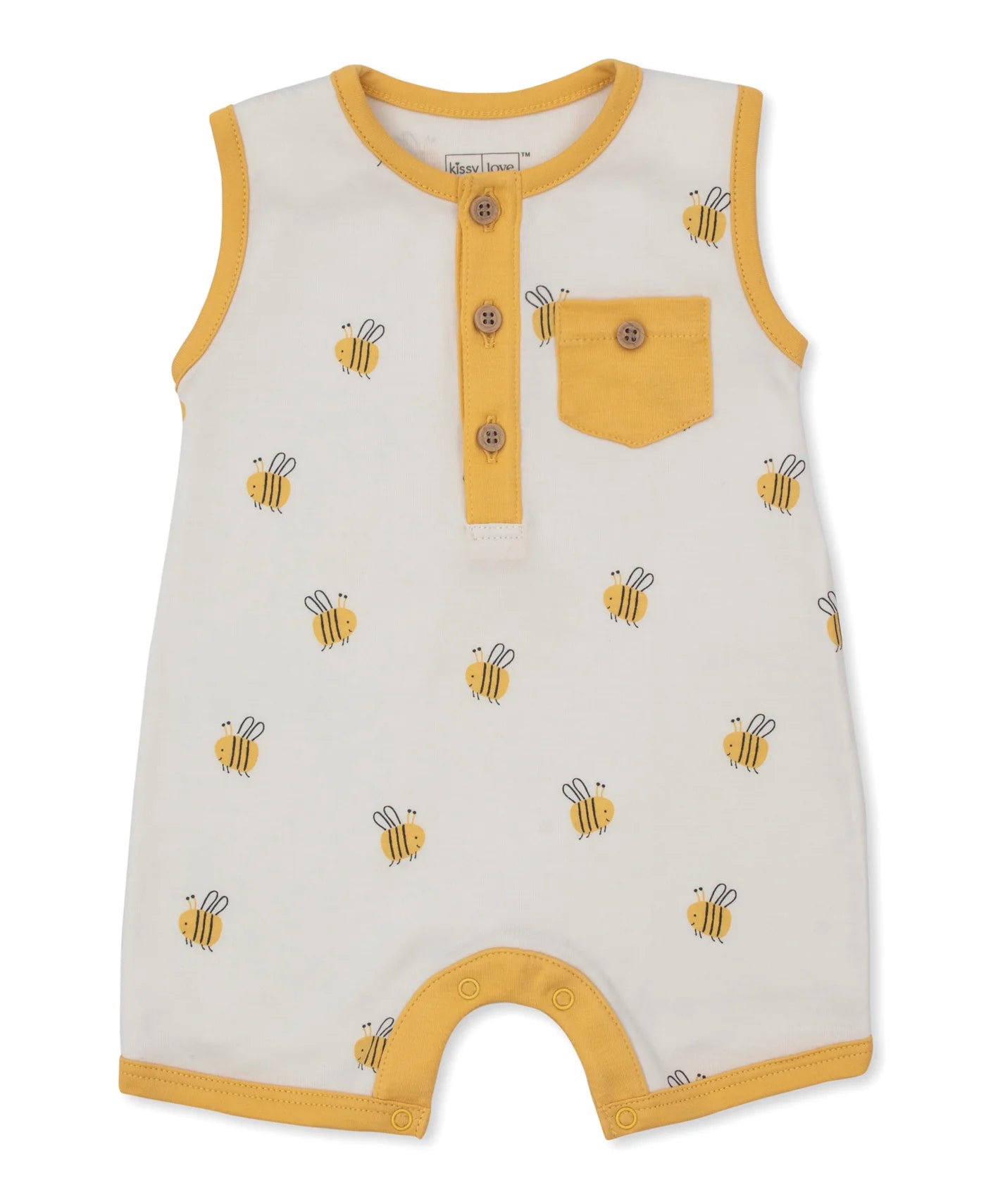 Kissy Love Tumbling Bees Sleeveless Playsuit || Yellow