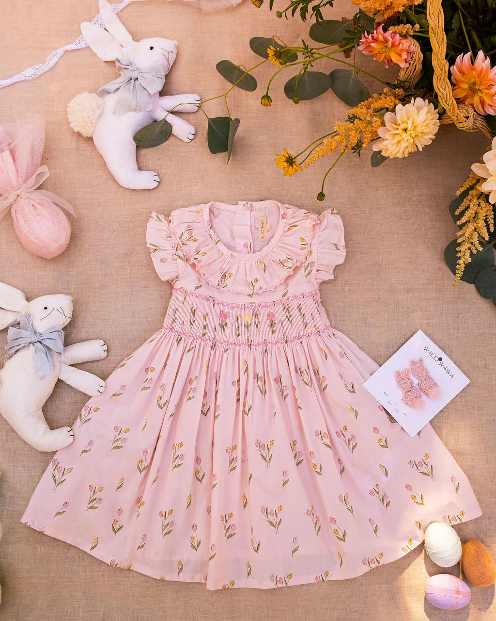Wild Wawa Smock Flutter Dress || Dancing Tulips