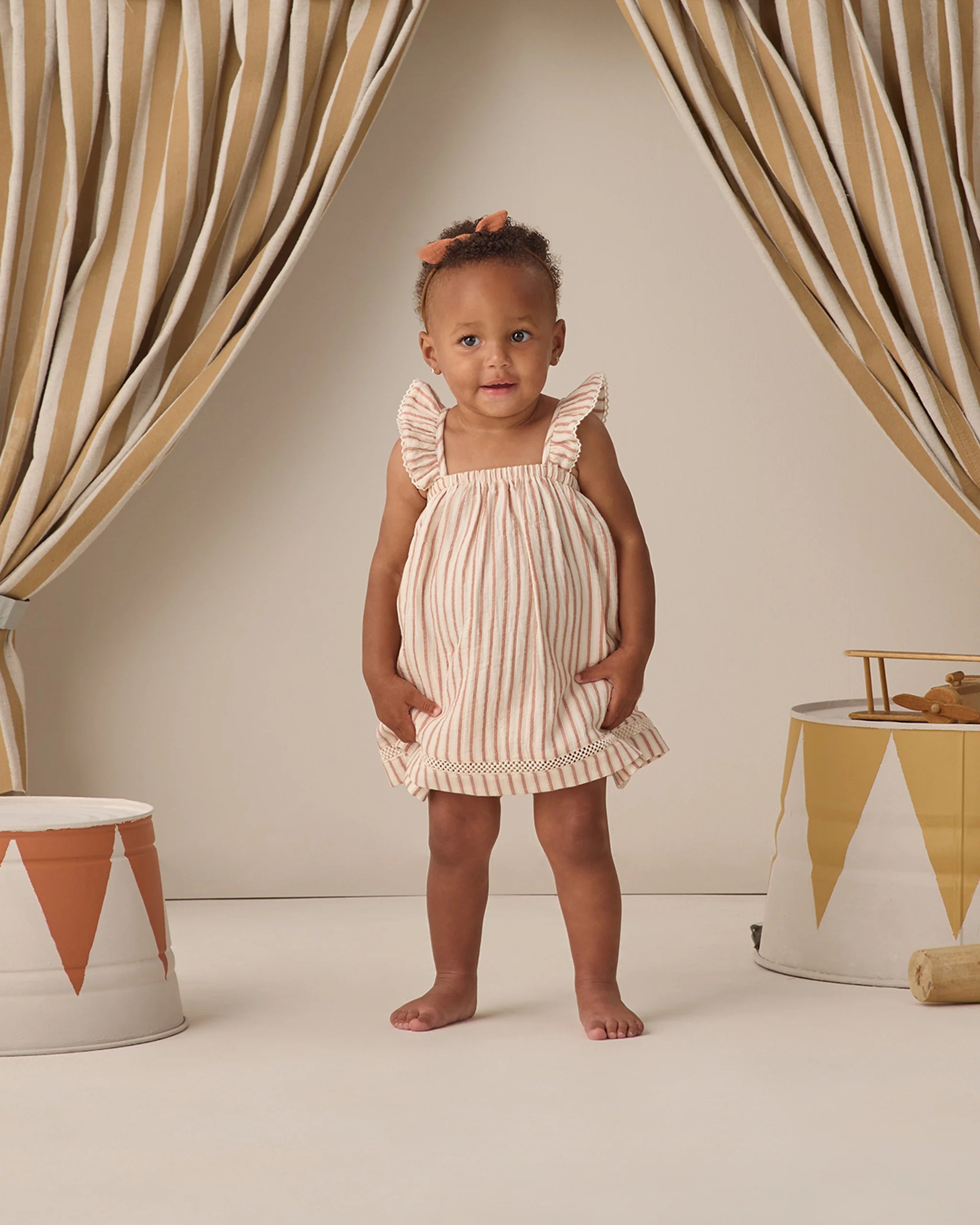 Quincy Mae Ruffle Tank Dress || Vintage Stripe