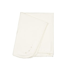 Receiving Blanket with Crochet Trim & Hat Set || Pearl