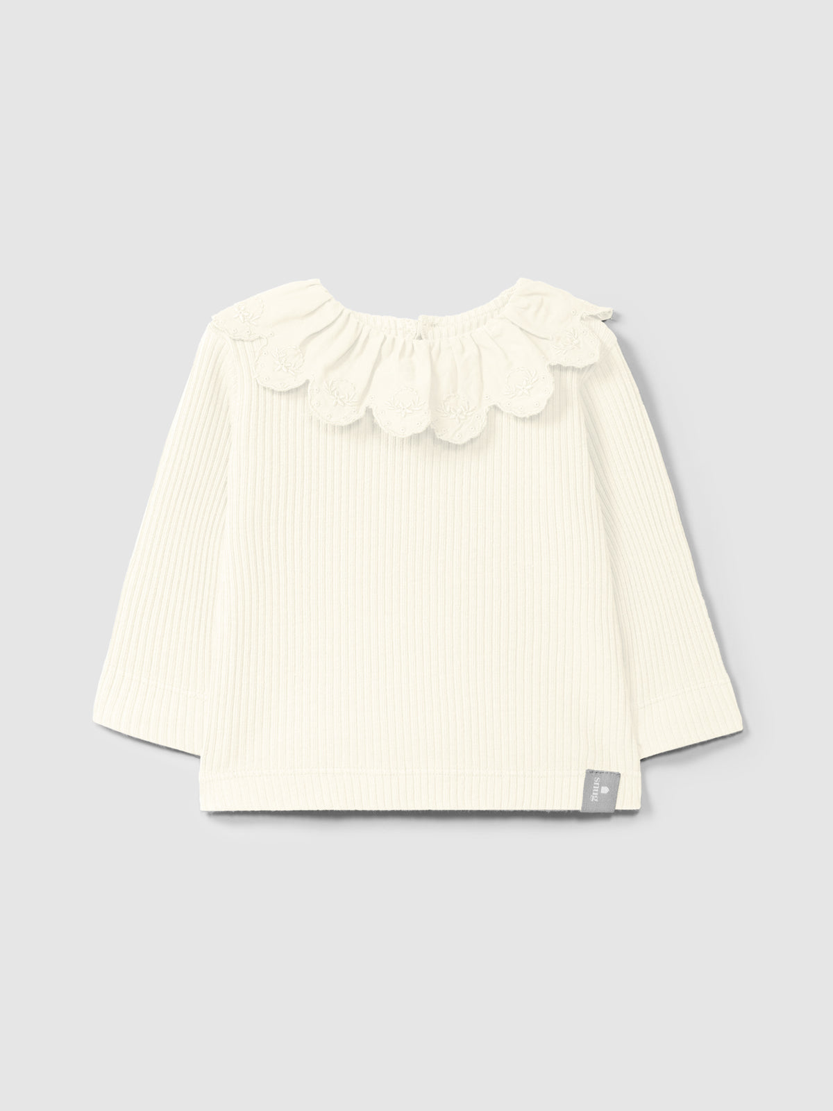 Snug Longsleeve in Ribbed Jersey with English Embroidery Collar