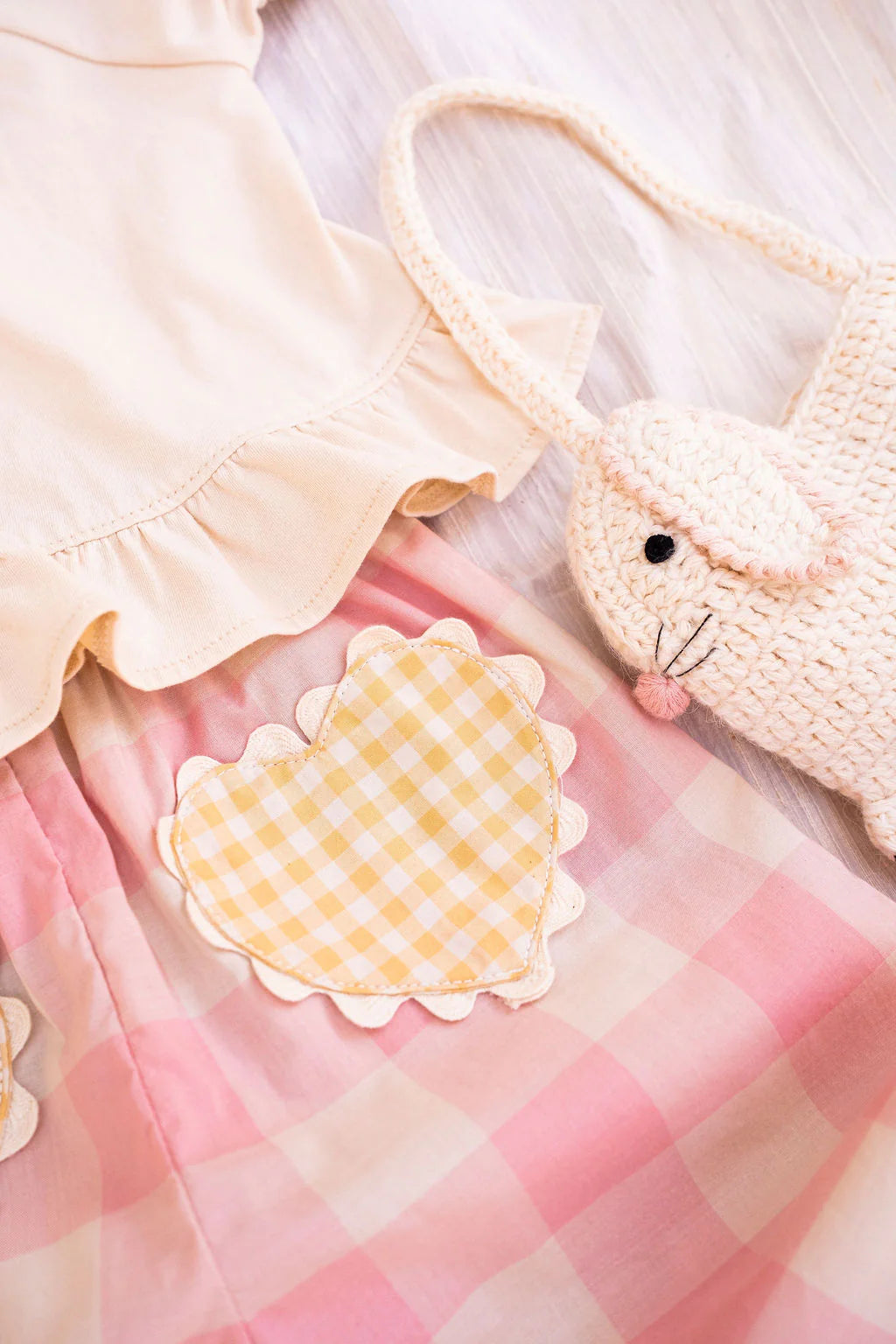 Wild Wawa Heart Pocket Pant Set || Pink Gingham