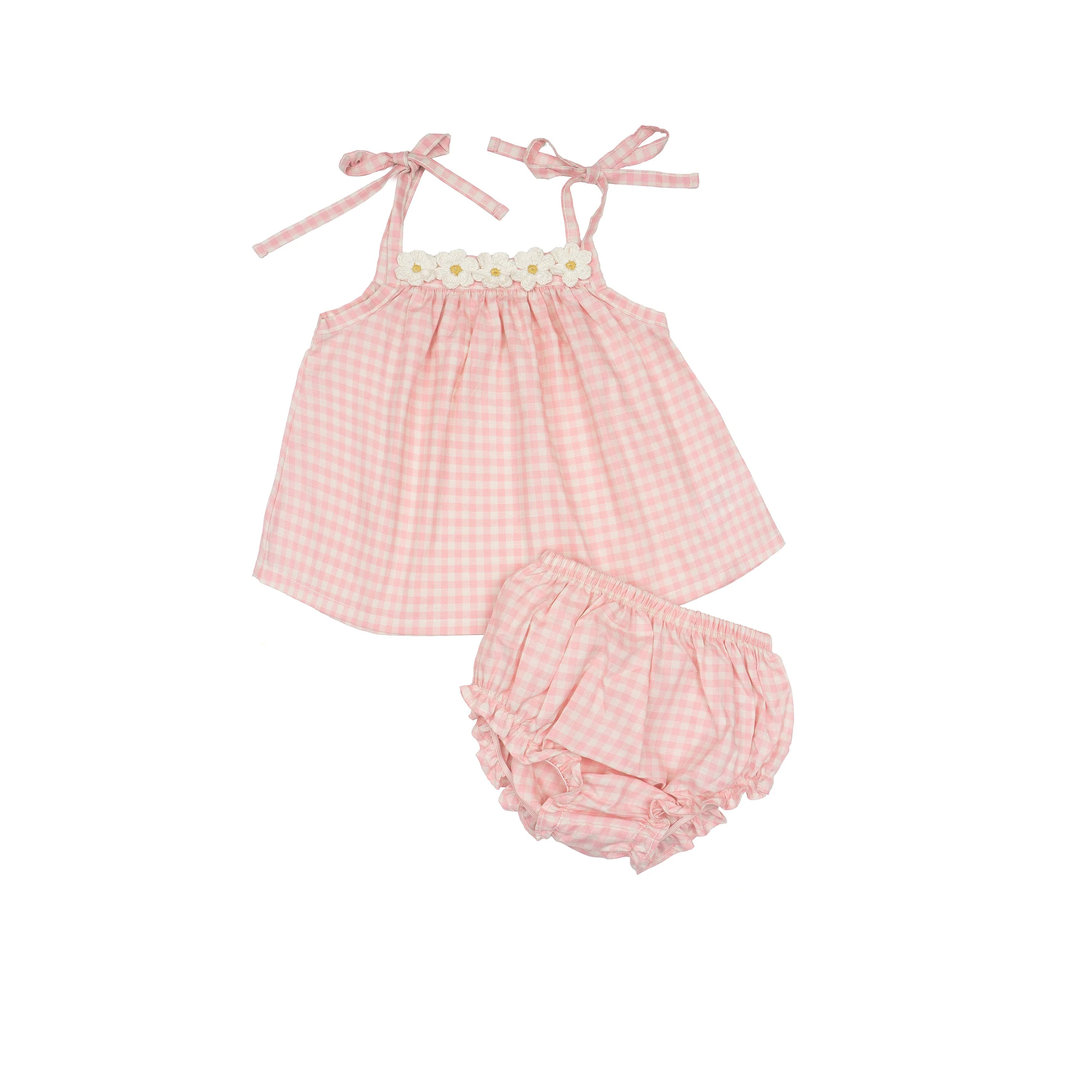 Wild Wawa Crochet Daisy Set || Pink Gingham